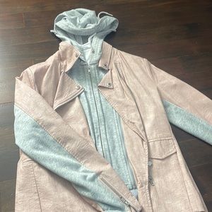 Light pink and Grey leather jacket